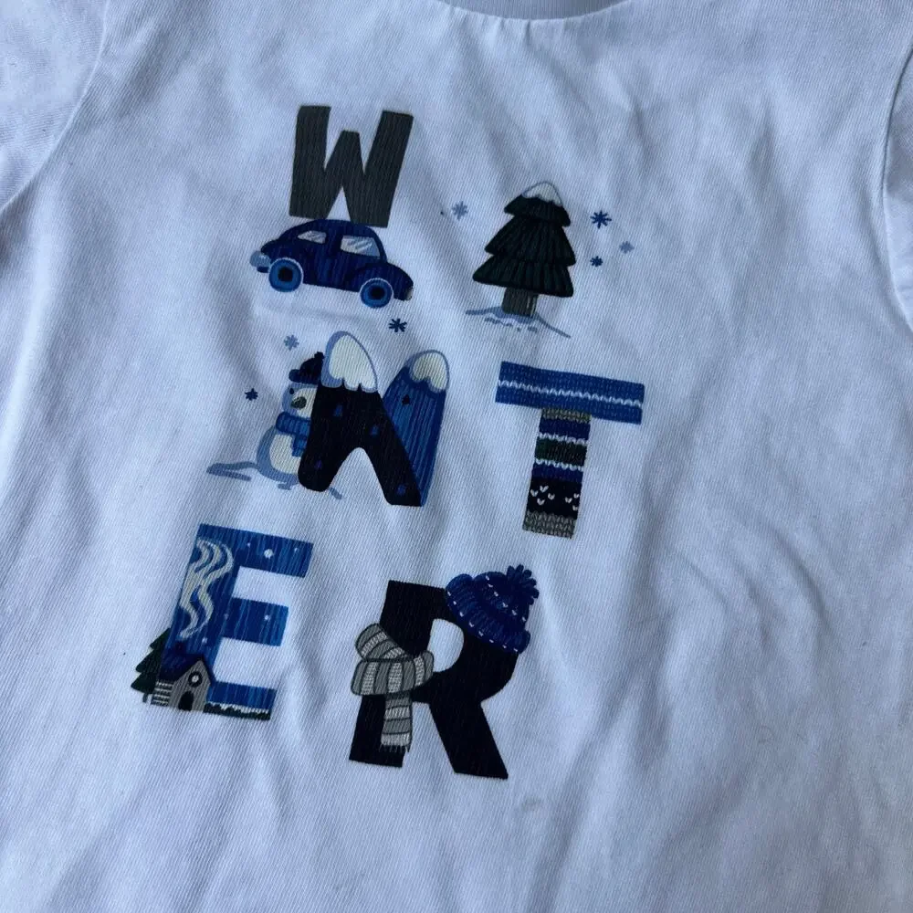 Mayoral White Winter Graphic Long Sleeve Tee - 18 Months